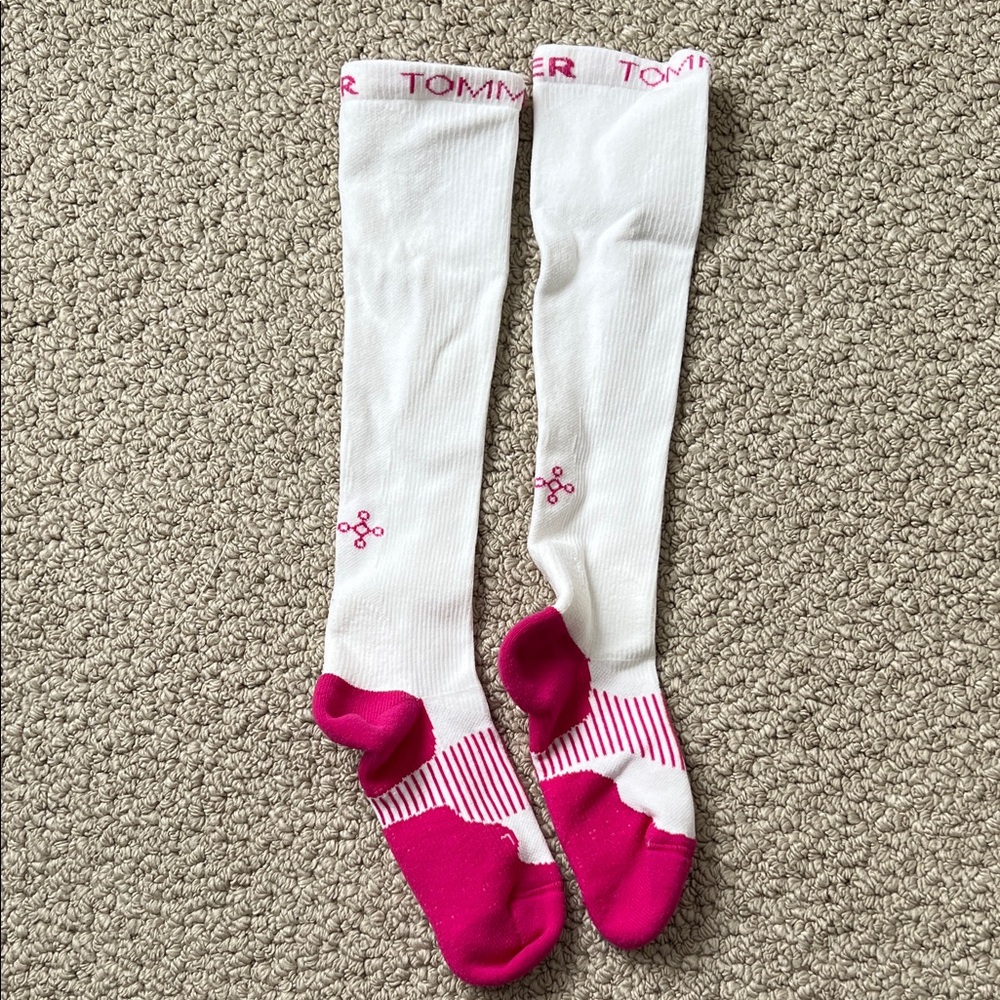 Tommie Copper Kids Knee-High Socks in White and Pink